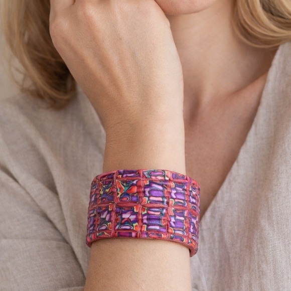 Kool Kla Jewelry - Artisan Handcrafted Millefiori Polymer Clay Cuff Bracelet